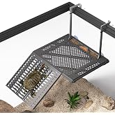Upgraded Hanging Turtle Basking Platform with with Ramp, Built-in Food Tray | Stainless Steel Hooks, Non-Slip Ramp, No Zip Ties, Heavy-Duty Turtle Dock for 30+Gallon Aquariums (Fits Tanks 12+ In Wide)