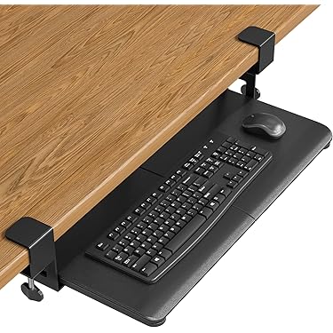 Escritorio De Oficina De Madera Con Bandeja Para Teclado Y Esquinas