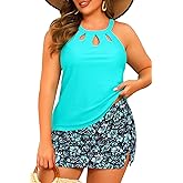Yonique Plus Size Tankini with Skirt - Two Piece Swimsuit Tummy Control Bathing Suit High Neck Swimwear 2025