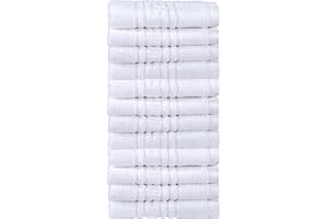 Divine Textiles Quick Dry 100% Cotton Washcloth, Set of 12 - White