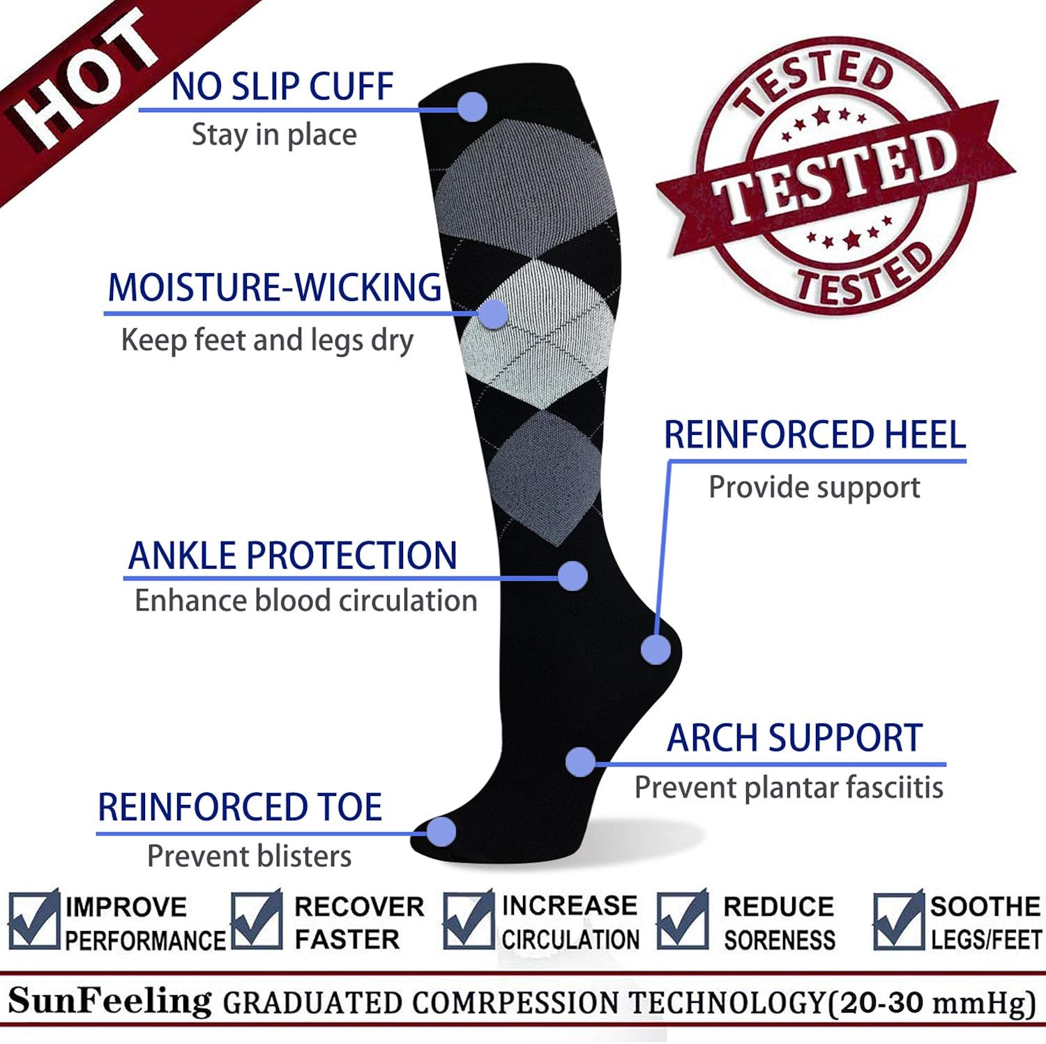 Copper Compression Socks for Women and Men(20-30 mmHg) - Best Medical for Running Athletic Nurses Pregnancy Flight Travel: Clothing