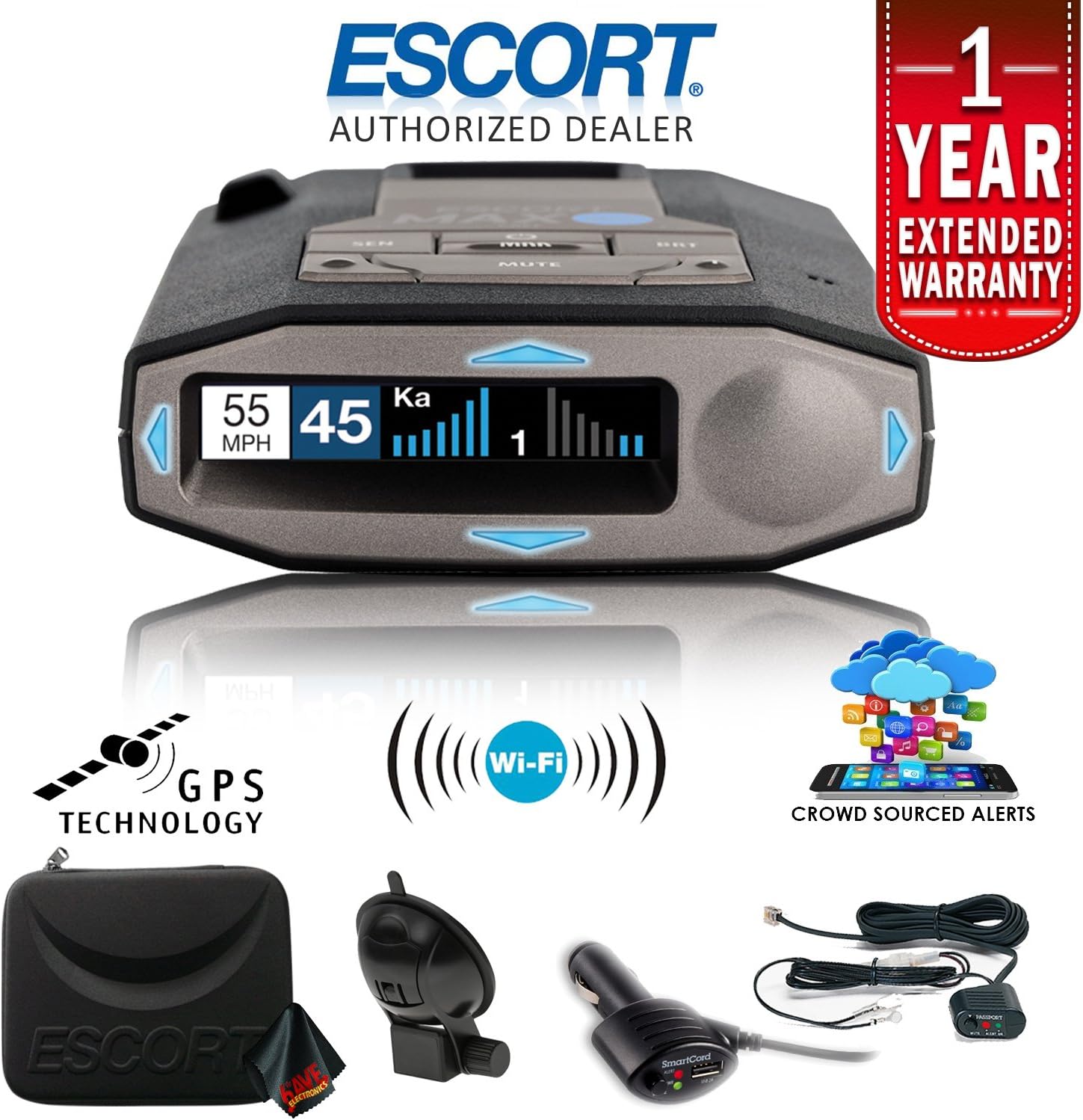Escort 01000371 Max 360C Radar Laser Detector with WiFi Smart Direct