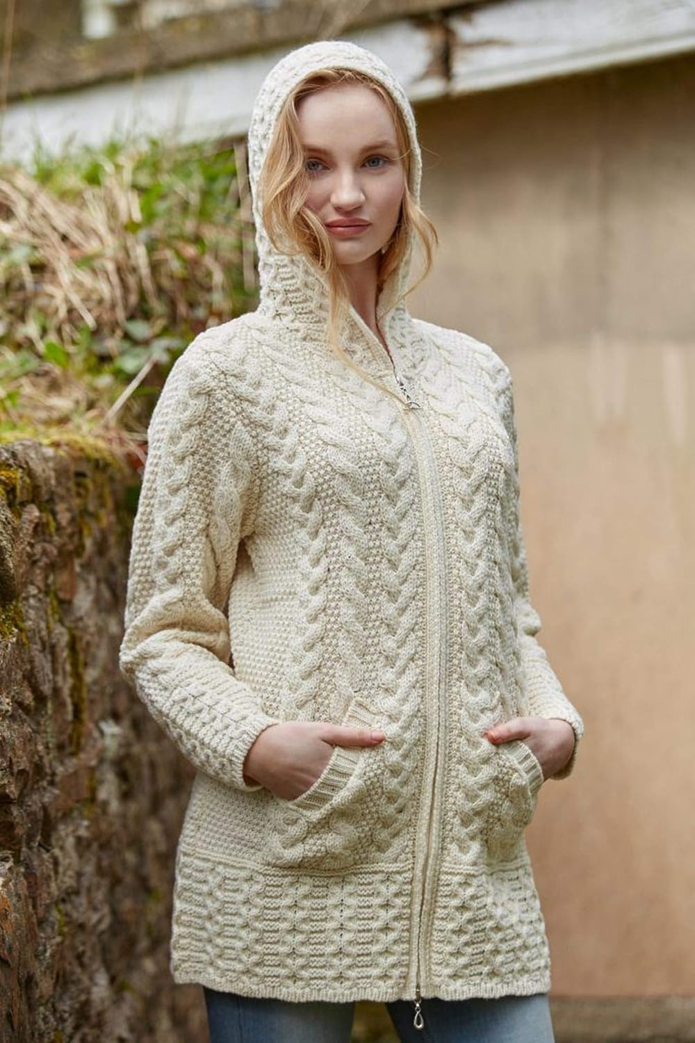 brigid hooded aran cardigan