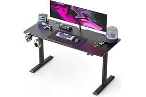 FEZIBO Height Adjustable Electric Standing Desk, 55 x 24 Inches Stand up Table, Sit Stand Home Office Desk with Splice Board, Black
