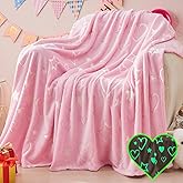 inhand Birthday Gifts Toys for Girl Pink Heart Glow in The Dark Blanket Personalized Throw Blanket Cute Kids Blanket Soft Fleece Throw Blanket Valentines Day Gifts for Kids（30x40 Pink Heart）