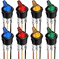 DaierTek Lighted Rocker Toggle Switch UL Listed 12V 20A ON/Off 3 Pin Round LED Illuminated Mini Toggle Switch SPST Switch for Automotive Car Marine Boat -8pcs