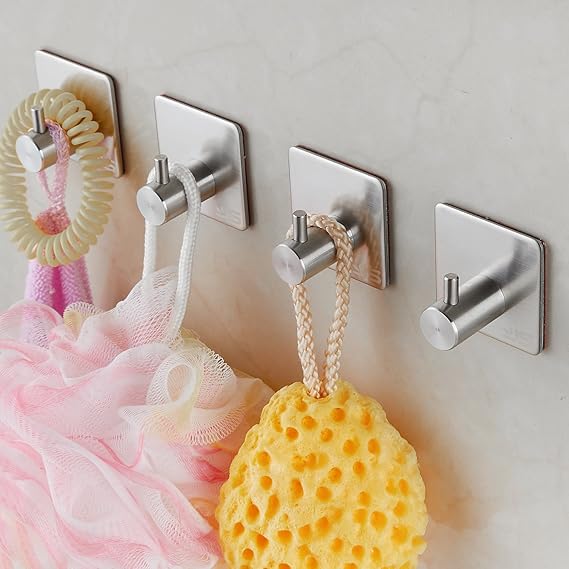 JS Self Adhesive Hooks for Kitchen Bathrooms Closet, Stick on Hooks