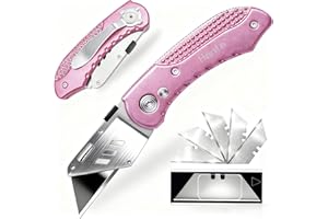 Utility Knife, Box Cutter with 5 Replaceable SK5 Blades, Quick Change and Safely Lock-Back Design, Great Gifts for Men Husban