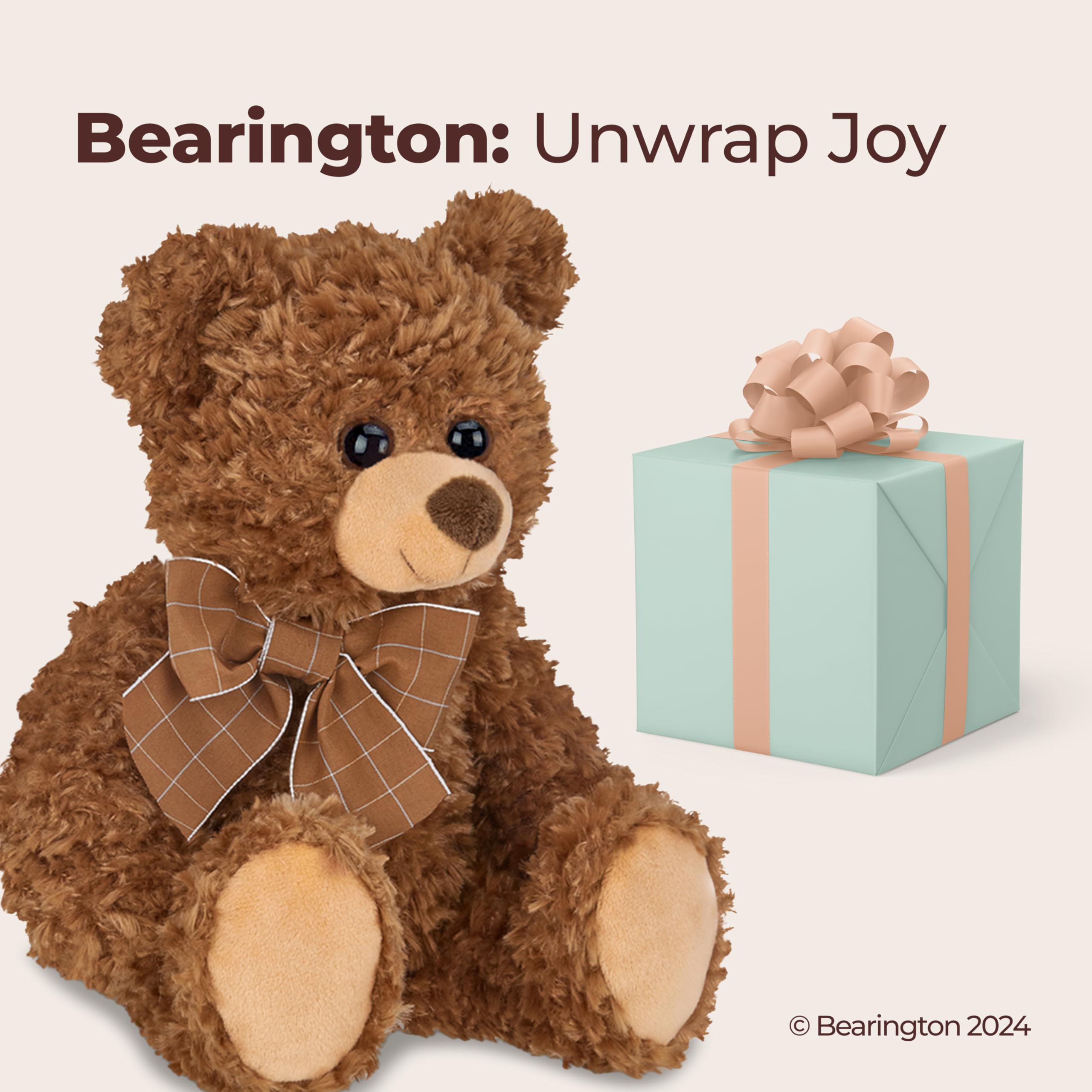 Bearington Collection Bearington Lil' Reggie 12 Inch Stuffed Animal - Large Brown Teddy Bear - Teddy Bear Stuffed Animal