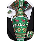Hi-Tie Christmas Tie Silk Christmas Ties for Men Green Red Black Mens Ties Set Festival Gift Necktie Ugly Mens Dress Tie