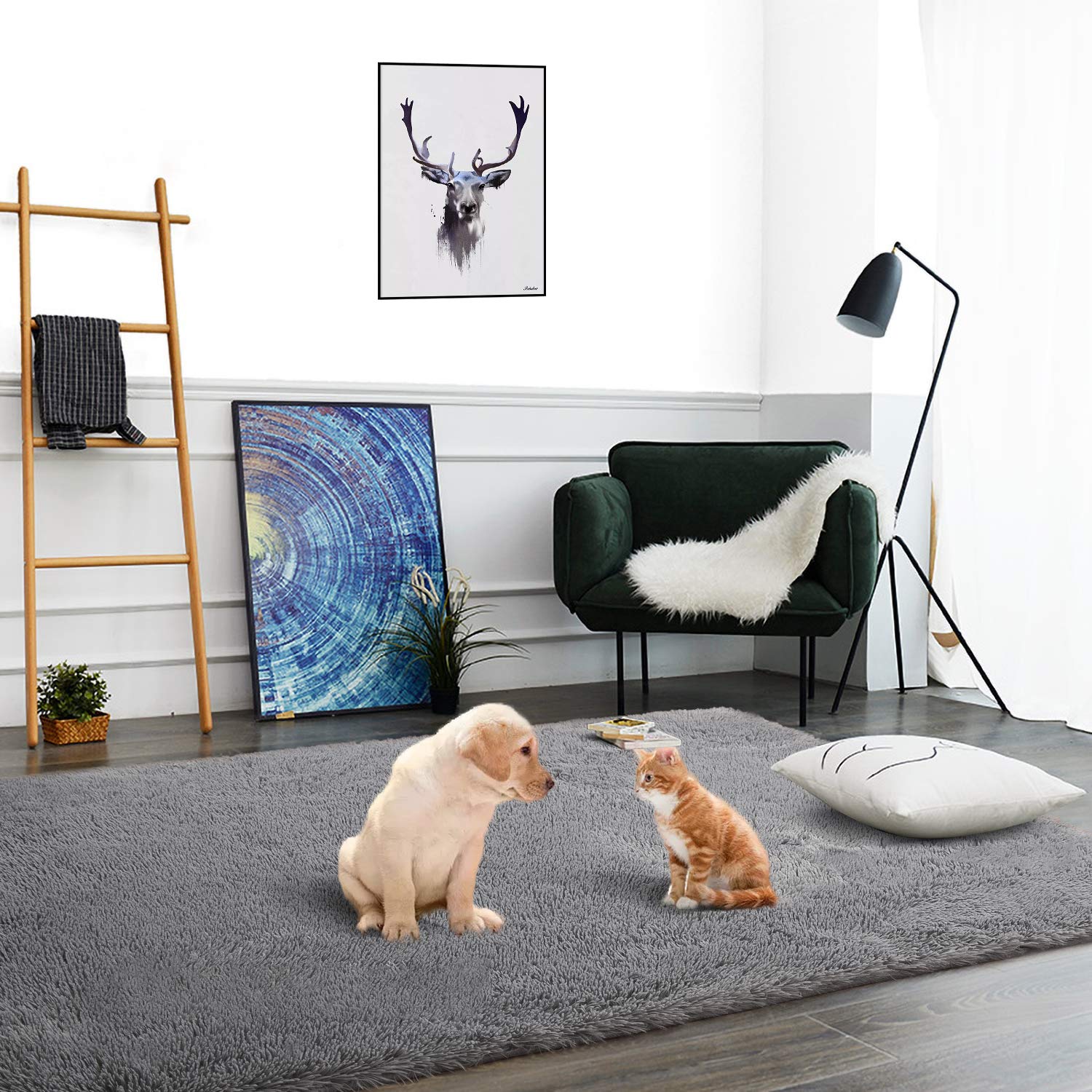 5 ft x 8 ft, Rostyle Super Soft Fluffy Nursery Rug for Kids Teens Room Comfy Cute Floor Carpets Kids Playing Mat for Bedroom Living Room Home Decorate Area Rugs, 5 ft x 8 ft, Grey