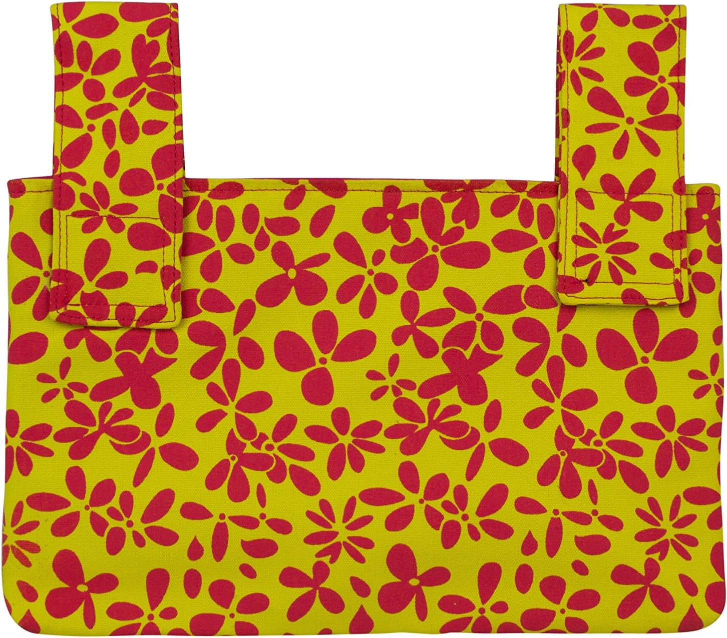 Qelse Designer Stroller Tote Bag – Yellow Floral - 3-Pocket Diaper Organizer Bag for Strollers & Joggers – Universal Fit – Stroller Accessory Hanging Storage Bag
