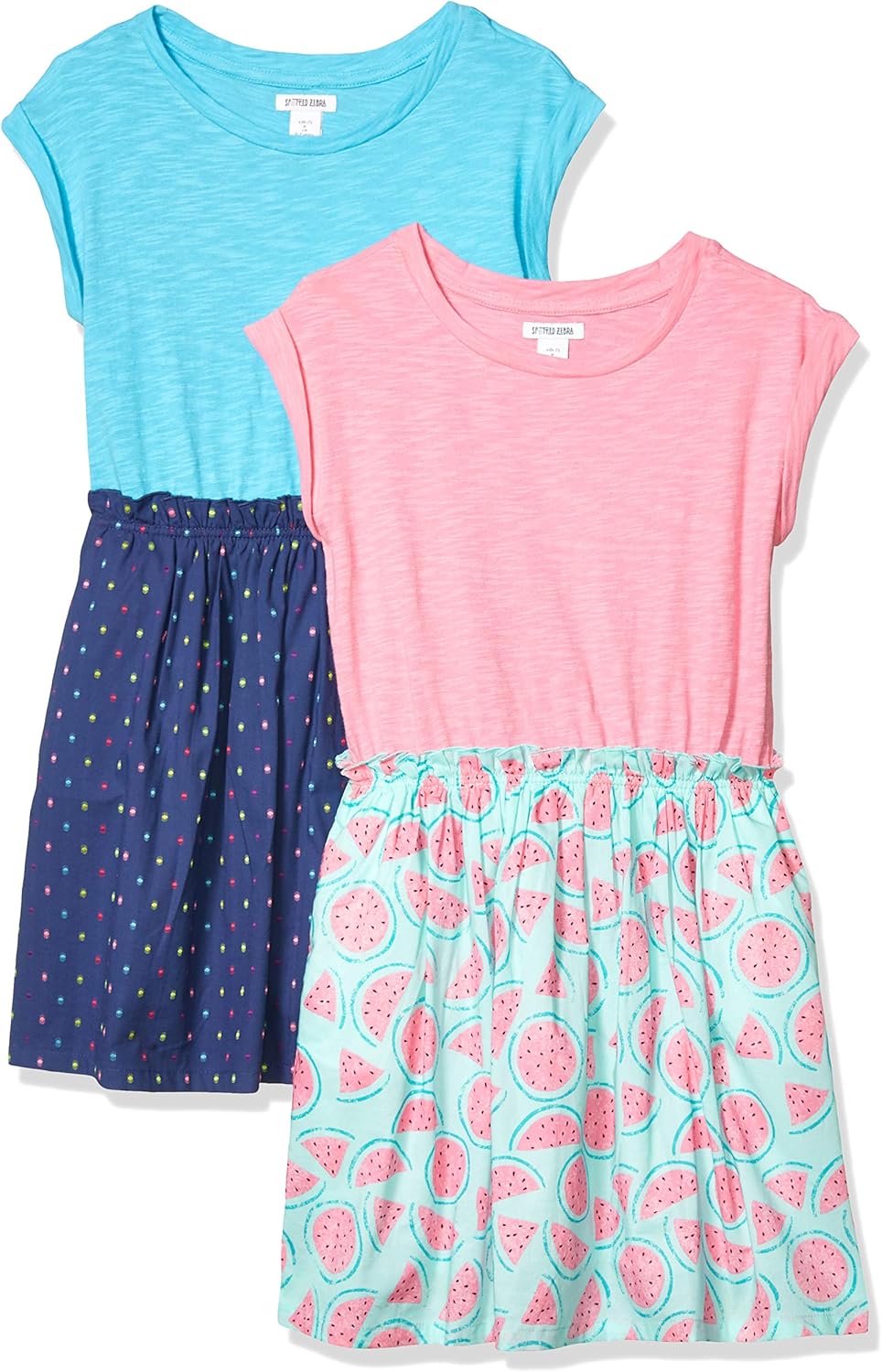  Brand - Spotted Zebra Girls' Knit-to-Woven Short-Sleeve Dresses: Clothing