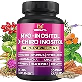BMVINVOL Inositol Supplement - Myo-Inositol and D-Chiro Inositol Ideal 40:1 Ratio - Plus Berberine, Cinnamon, Ashwagandha + 5 More - 30 Capsules