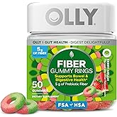 OLLY Fiber Gummy Rings, 5g Prebiotic Fiber, FOS (Fructo-oligosaccharides), Digestive Support, Berry Melon 50ct