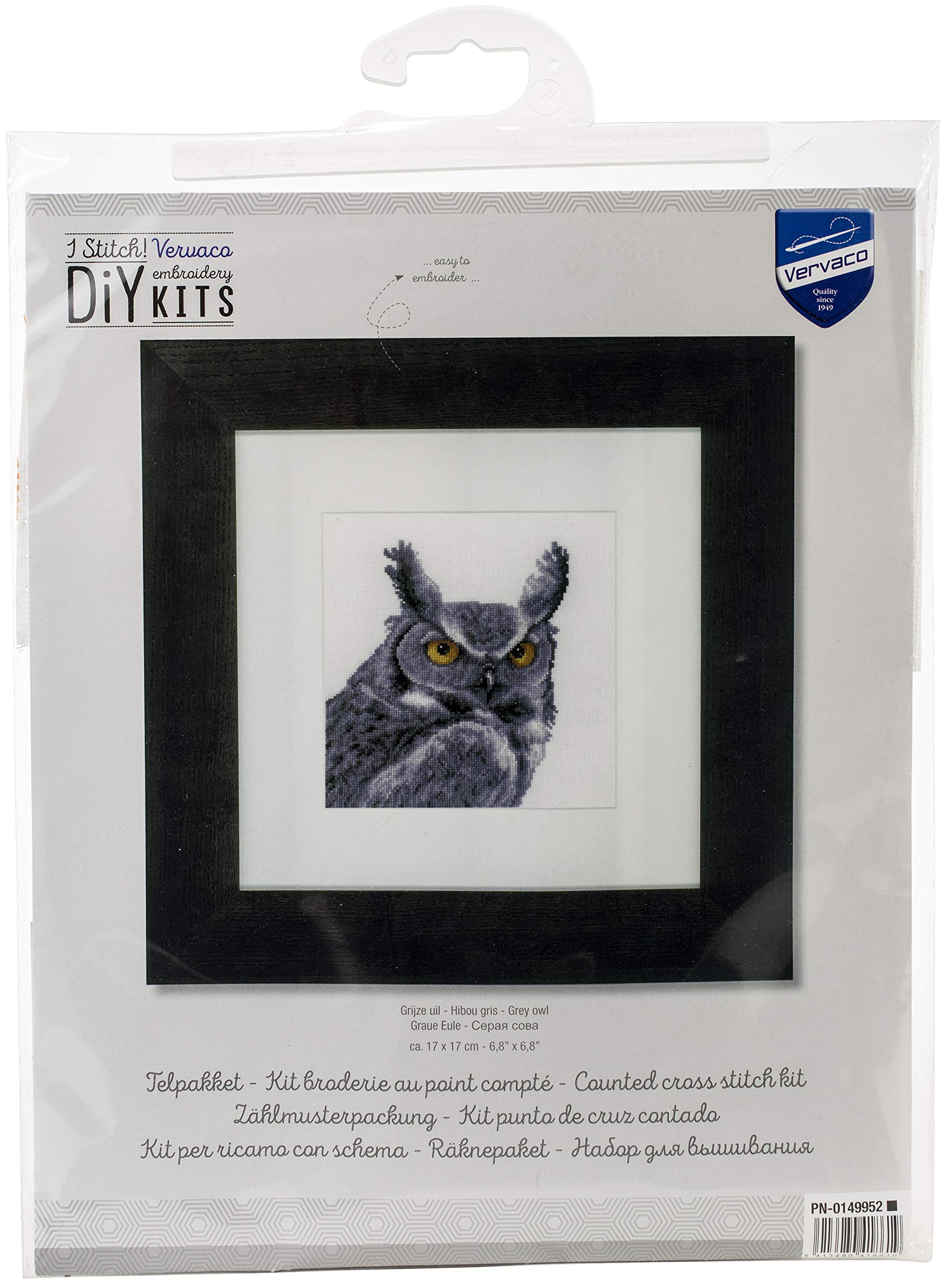 Vervaco Counted Cross Stitch Kit Grey Owl AIDA