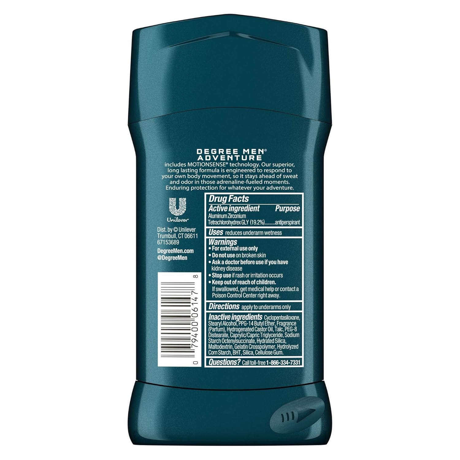 Degree Men 48-hour Antiperspirant Feel Fresh and Stay Dry Adventure with Deodorant to stop Odor and Wetness 2.7 oz -Pack of 4 : Degree Adrenaline : Beauty