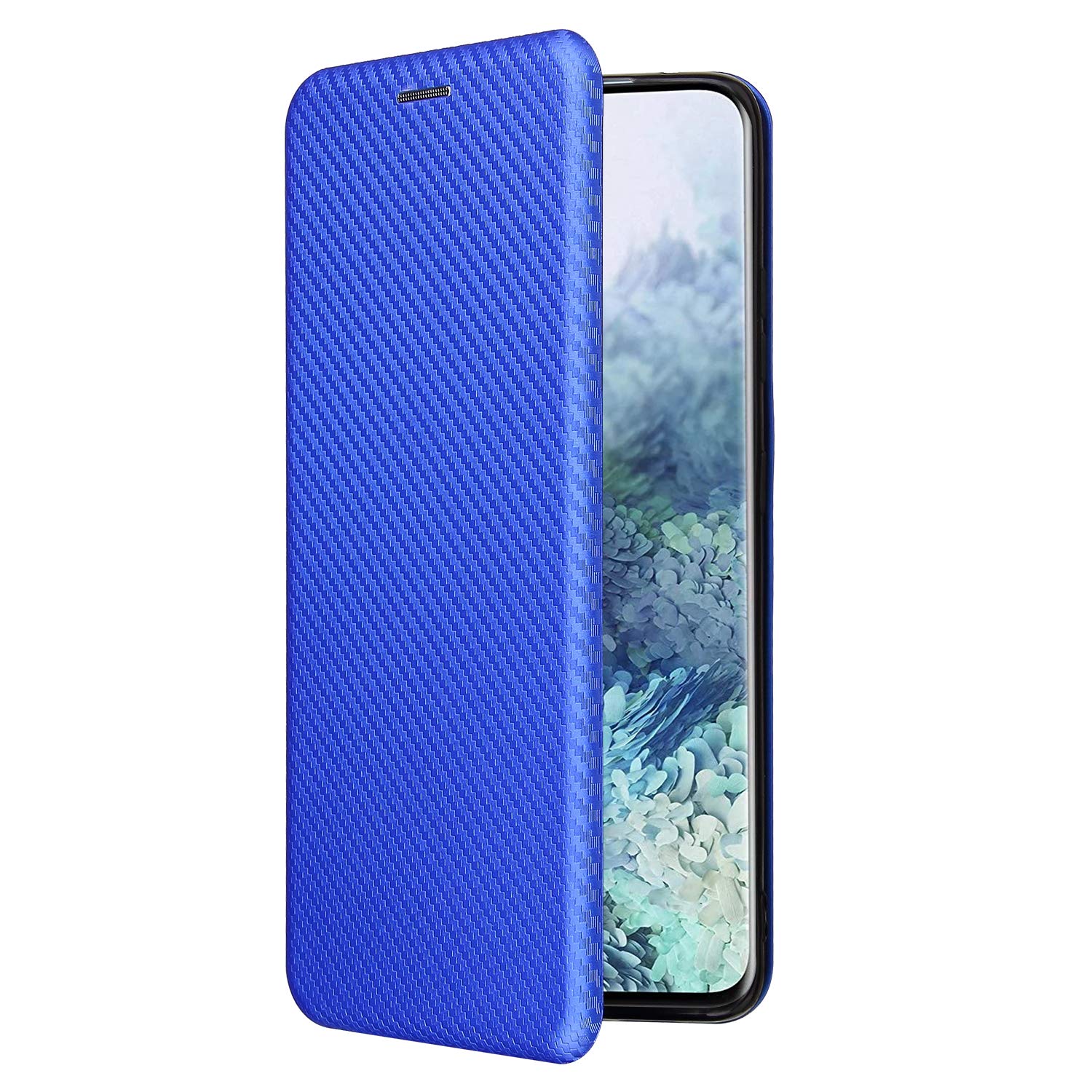 BeyondTop Wallet Case for Motorola Moto G60S Carbon Case, Motorola Moto G60S has Kickstand function, Carbon fiber Phone Case Compatible with Motorola Moto G60S-Blue