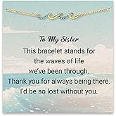 STORYJEWELLERY Sister Gifts, Sister Bracelet, Birthday Valentines Day Gifts for Sisters, Wave Bracelet, Cross Bracelets, Christian Jewelry