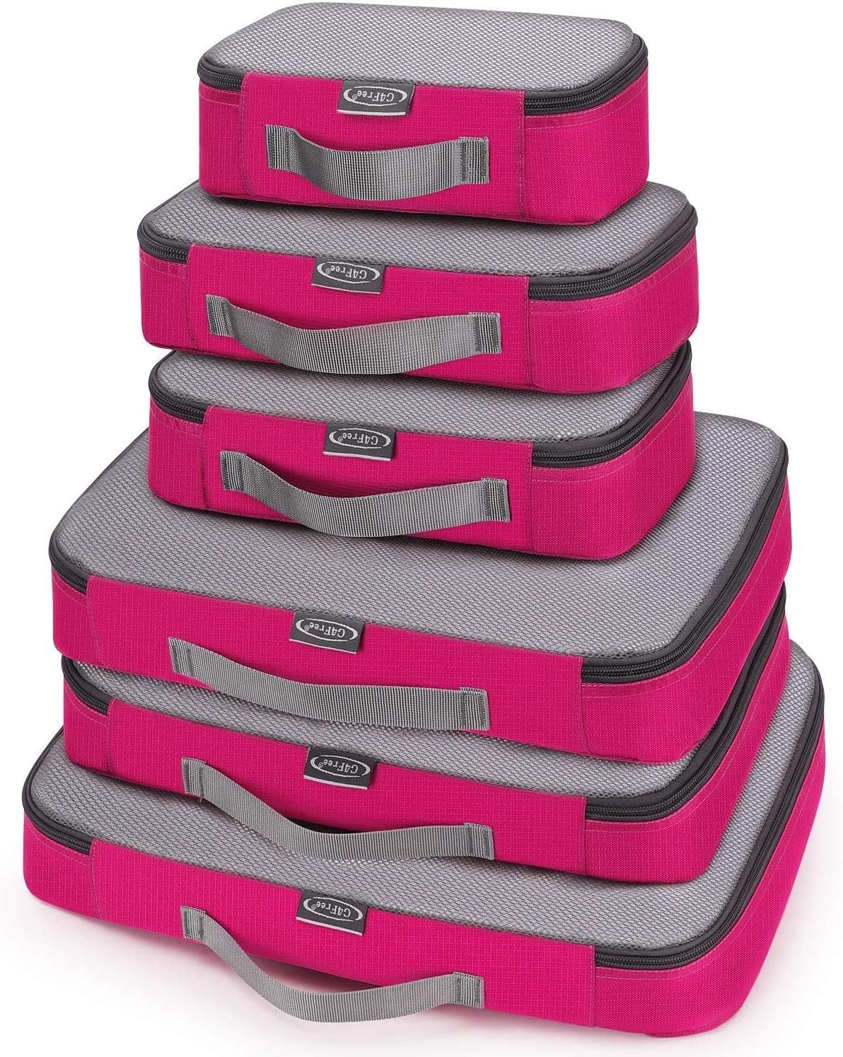 G4Free 4pcs/6pcs/7pcs Packing Cubes Suitcase Organiser Packing Bags Luggage Organiser Value Set for Travel Home Storage ((1S+2M+2L+1XL)-6PC-mesh, Pink) โ image 1