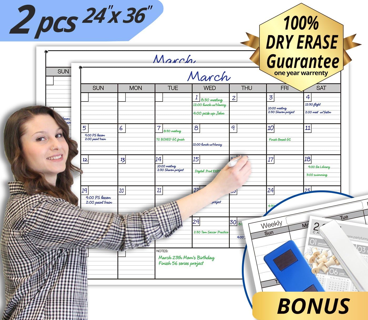 Dry Erase Monthly Laminated Jumbo Calendar (24WX36L)