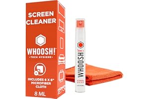 WHOOSH! Screen Cleaner Kit Best for Smartphones, iPads, Eyeglasses, e-Readers, Touchscreen and LED- 1 Oz Bottle + Microfiber 