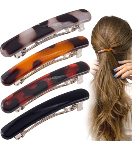 Amazon.com : Wide Black Tortoise Shell Hair Barrettes  display picture 1