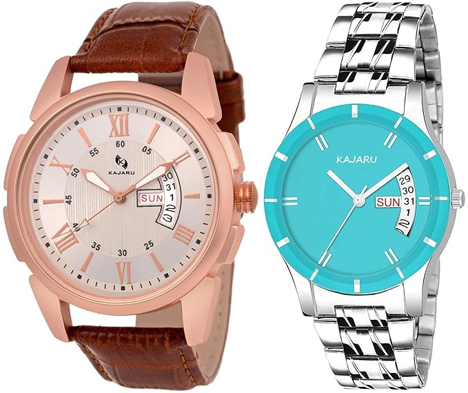 DDCOUPLE-2017 Silver and Blue DIAL Day and Date Couple Watch for Men and Women