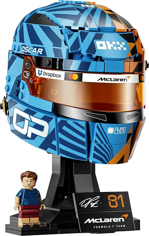 Editions McLaren MasterCard F1 Team Casque d’Oscar Piastri - Objet Formule 1 - Maquette avec Minifigurine Collector - Cadeau dès 14 Ans pour Garçon, Fille ou Adulte Fan de Sport Automobile 43017