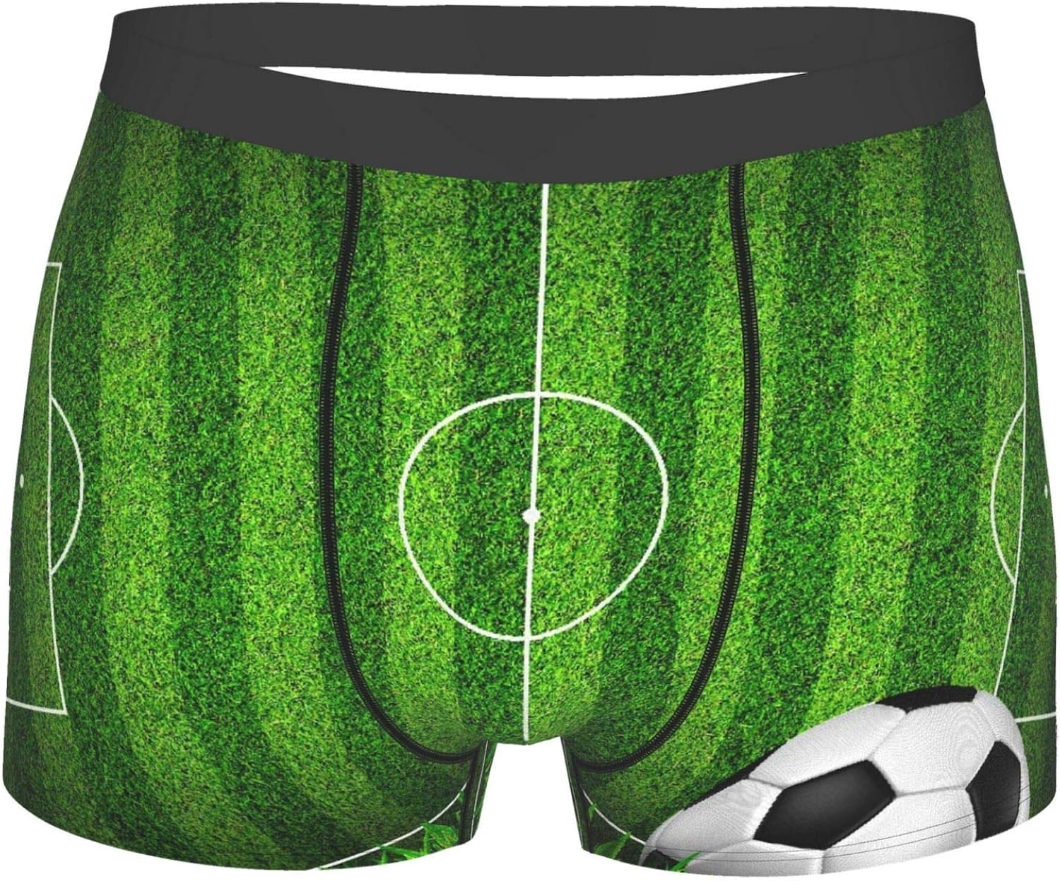 Men's Underwear, Soccer Football On Grass Field,Boxer Briefs Breathable