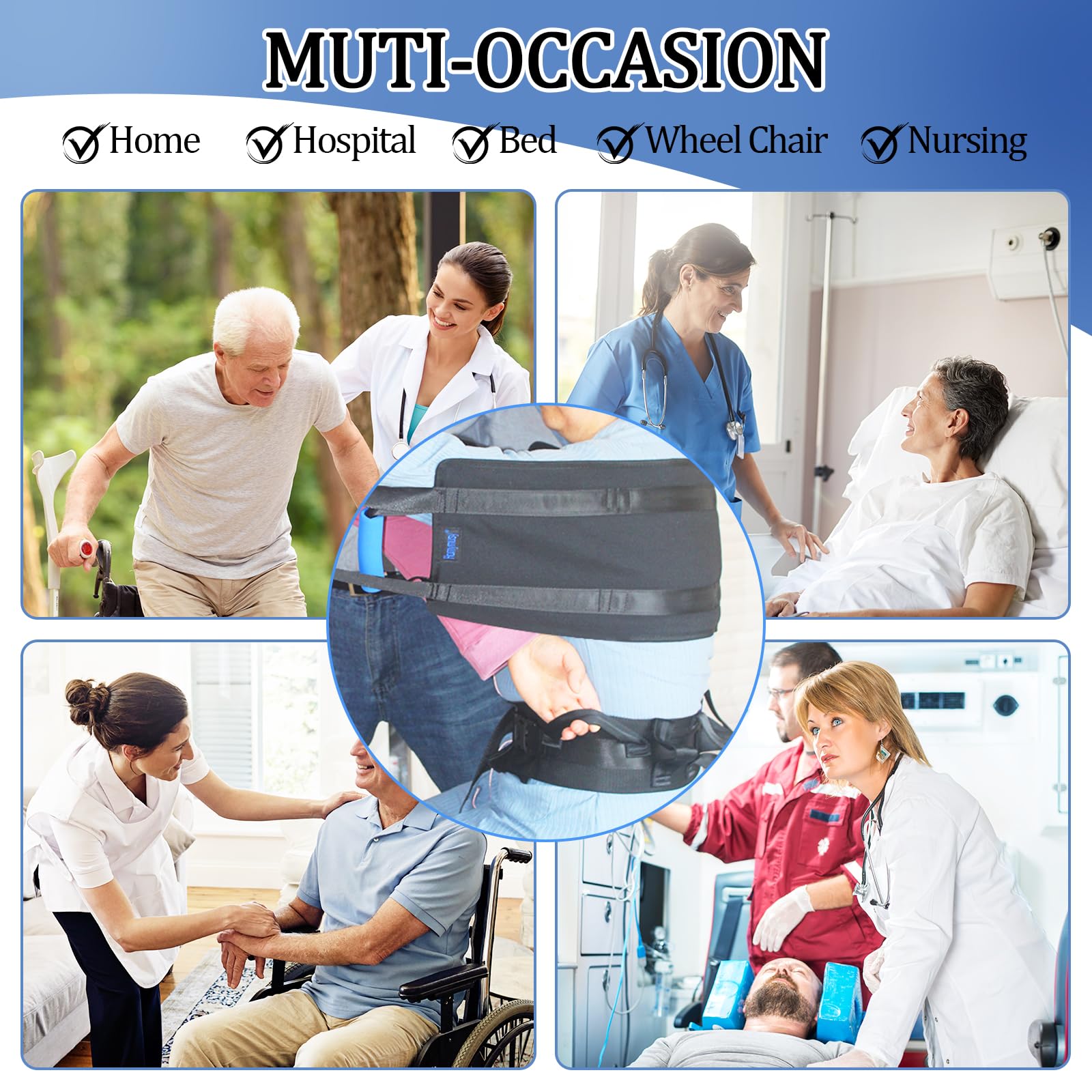 35 Inch Transfer Sling,Lifting Gait Belt for Disabled, Elderly, Injured,Seniors-Heavy Duty Patient Lift Sling Mobility Aid for Transfer Bed to Wheelchair