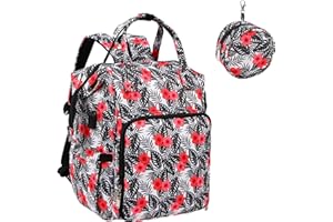 KOKNIT Large Capacity Knitting Bag Backpack Crochet Bags and Totes Organizer for Women Yarn Bags Case for Crocheting and Carrying Crochet Accessories Knitting Needles Crochet Hooks (Floral)