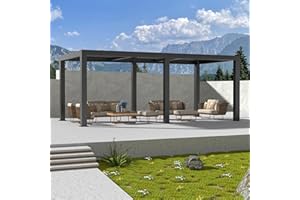 GS CHIER 10'×20' Outdoor Louvered Pergola, Aluminum Outdoor Louvered Pergola Patio with Adjustable Roof, Gazebo for Outdoor Deck, Backyard, Garden(10x20FT)