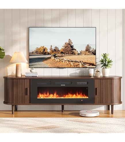 Amazon.com: MXV 70″ Fluted Fireplace TV Stand, Mid Century Modern