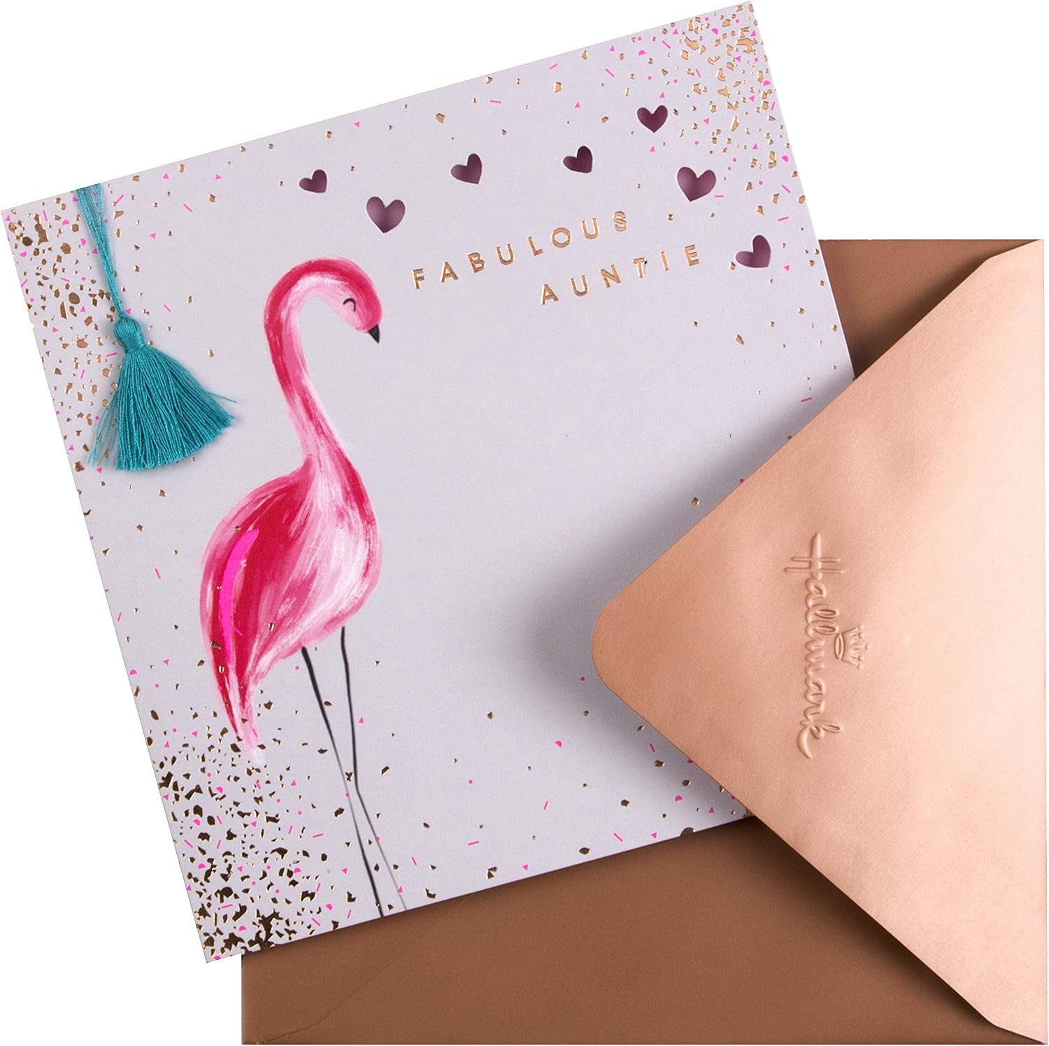 Hallmark Birthday Card for Auntie - Embossed and Die-cut Flamingo Design, Multicoloured, 16 cm by 16 cm - Image 3