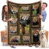 Throw Blanket Red Panda Blankets Fuzzy Fleece Soft Blanket Cozy Warm Travel Blanket for Couch Sofa or Bed, Red Pandas Lover Gift, 60 x 80 Inch