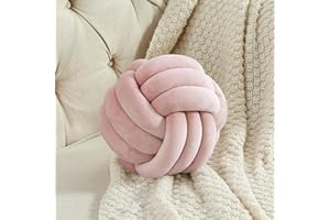 LUSJNGE Decorative Throw Knot Pillow Ball for Home Chair Sofa Aesthetic Round Velvet Knotted Pillow Cushion Dusty Pink 11inch