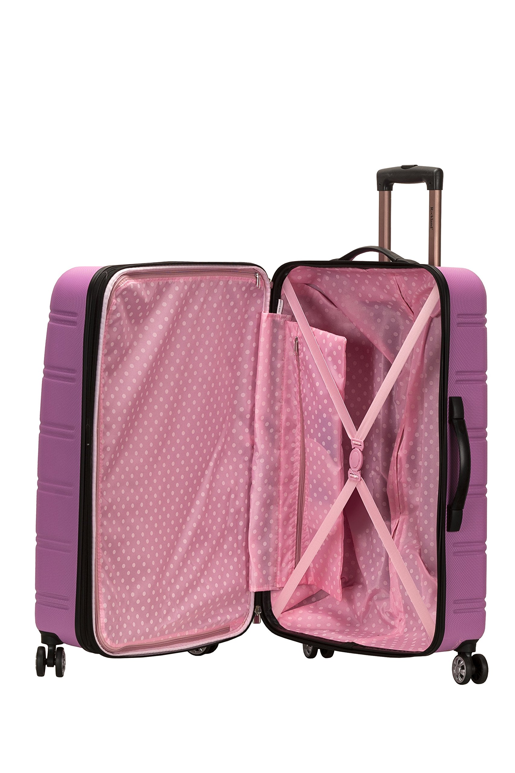 Rockland Melbourne Hardside Expandable Luggage with Spinner Wheels, Pink, Checked Large 28