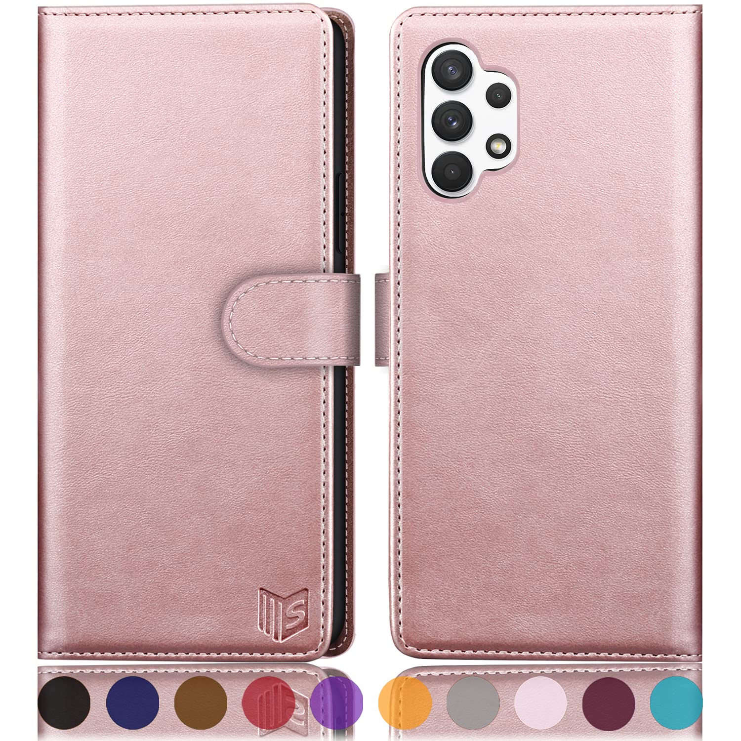 Photo 1 of SUANPOT for Samsung Galaxy A32 5G with RFID Blocking Leather Wallet case Credit Card Holder, Flip Folio Book Phone case Shockproof Cover for Women Men for Samsung A32 5G case Wallet (Rose Gold)