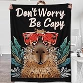 Zeleda Capybara Blanket for Boys Kids Adults, Flannel Capybara Blankets Gifts, Stylish Don't Worry Capybara Throw Blanket for Sofa Couch Bed Living Room Soft Warm Cozy Capybara Decor 60"" x 50""