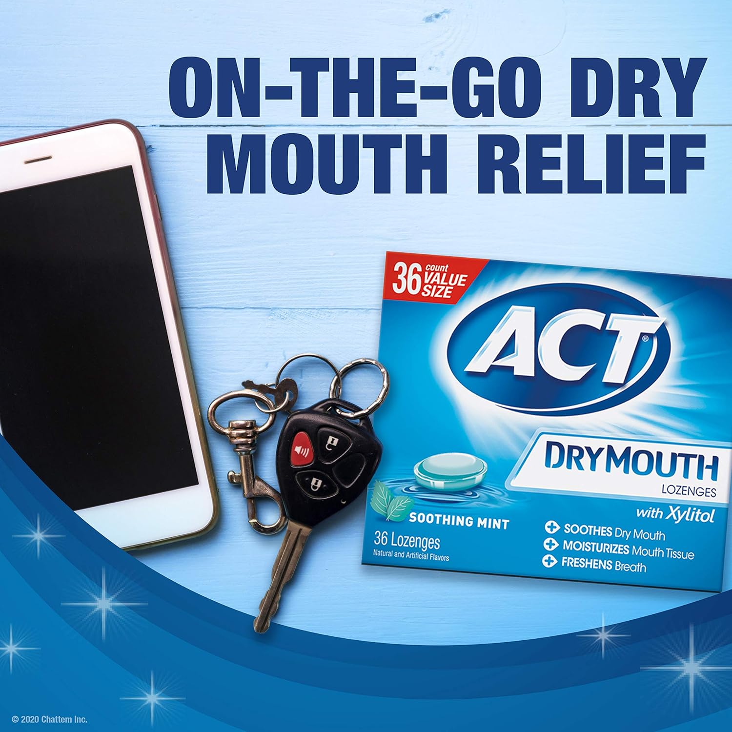 ACT Dry Mouth Lozenges With Xylitol, Soothing Mint, 36 Count: Health & Personal Care