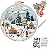 YJHAT Christmas Embroidery Starter Kits,Embroidery Stamped Kit, Handmade Needlepoint Kit with Embroidery Supplies for Beginne