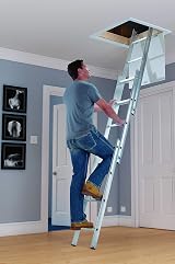 ABRU 37000 3 Section Compact Aluminium Loft Ladder D-Shaped Rungs 150kg EN14975 view 2