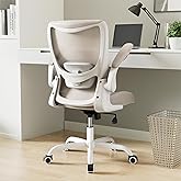 MUXX.STIL Office Chair, Ergonomic Desk Chair with Adjustable Lumbar Support and Flip up Armrest, Breathable Mesh Computer Chair for Home Office, Khaki