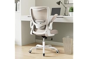 MUXX.STIL Office Chair, Ergonomic Desk Chair with Adjustable Lumbar Support and Flip up Armrest, Breathable Mesh Computer Chair for Home Office, Khaki