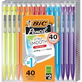 BIC Xtra Smooth Bright Mechanical Pencils, 40-Count | Christmas Stocking Stuffers, 0.7 mm Medium Point, Smudge-Resistant No. 2 Lead, Bright Study Supplies