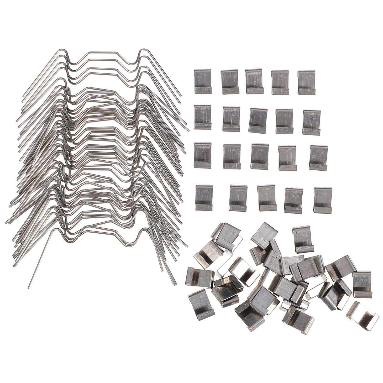 HEMOTON 200 Pcs Stainless Steel Greenhouse Glass Pane Fixing Clips (With 100 Greenhouse Glazing W Wire Clips and 100 Greenhouse Glazing Z Overlap Clips)