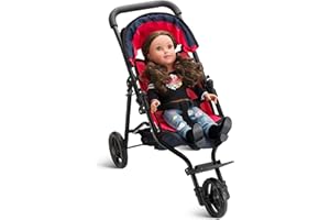 HUSHLILY Baby Doll Stroller for Dolls - Jogger Toy Doll Stroller for Toddlers 3 years and up, Adjustable Canopy & Storage Basket, Red Design for Kids