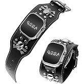 Leather Skull Cuff Punk Bracelet Compatible with Apple Watch Bands 49mm 46mm 45mm 44mm 42mm 41mm 40mm 38mm,Cool Steampunk Strap for Apple iWatch Ultra2/Ultra Series 10/9/8/7/6/5/4/3/2/1/SE/SE2