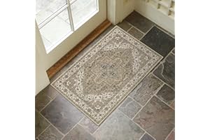 Collive Washable Indoor Doormat, Non Slip Retro Floor Mat 20" x 32" Small Rug Quick Absorbent Entrance Rug Distressed Taupe Front Door Mat, Welcome Mats Entryway Rug Doormats for Kitchen Home Patio